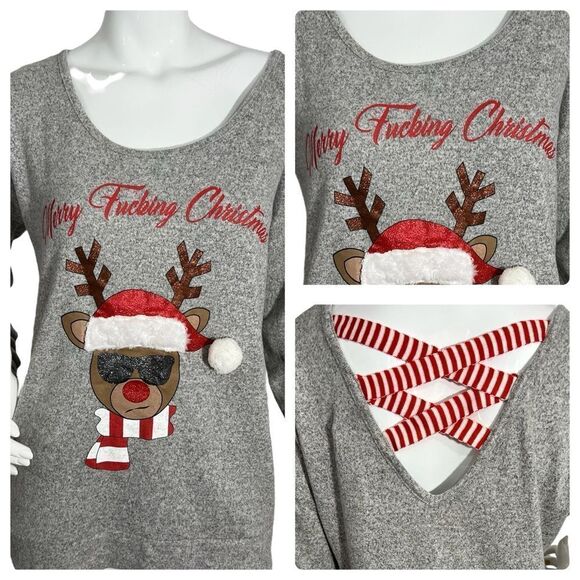 Spencer's‎ Ugly Christmas Sweater "Merry F*cking Christmas" -- M - Picture 1 of 10